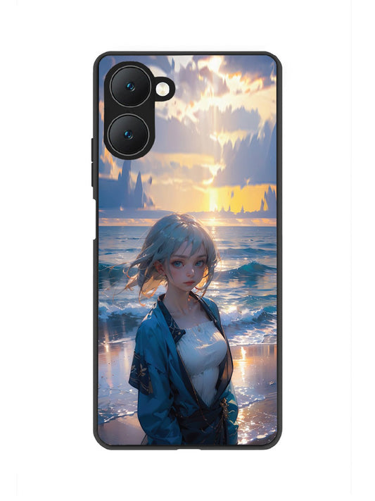 Vivo Y28s 5G Anime Girl Beach Ocean Waves