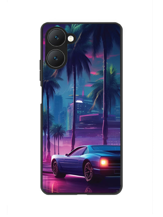 Vivo Y18e 5G sunset-sports-car-city-palm-trees
