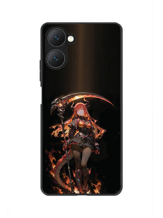 Vivo Y18e 5G anime-girl-sycthe-red-hair-horn