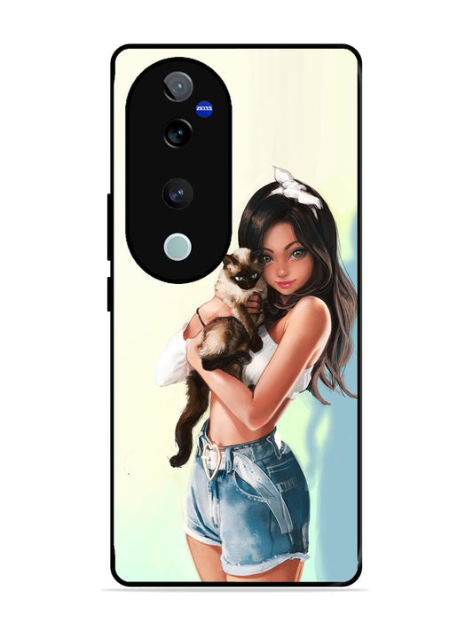 Vivo V40 Pro Cute Girl with Cat