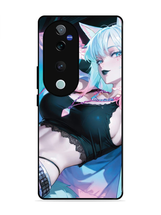 Vivo V40 Pro anime girl fox headpohone white Hair