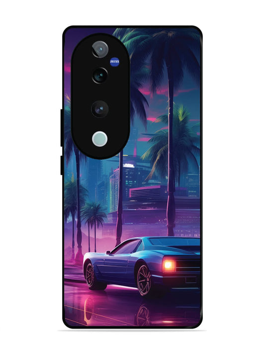 Vivo V40 Pro sunset-sports-car-city-palm-trees