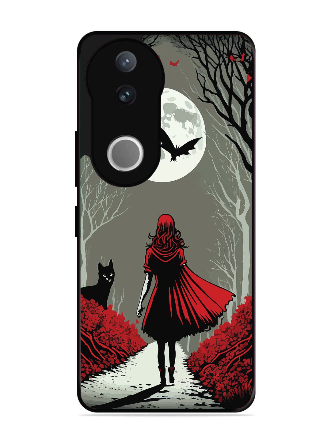 Vivo V50 Scarlet Girl in Red Forest