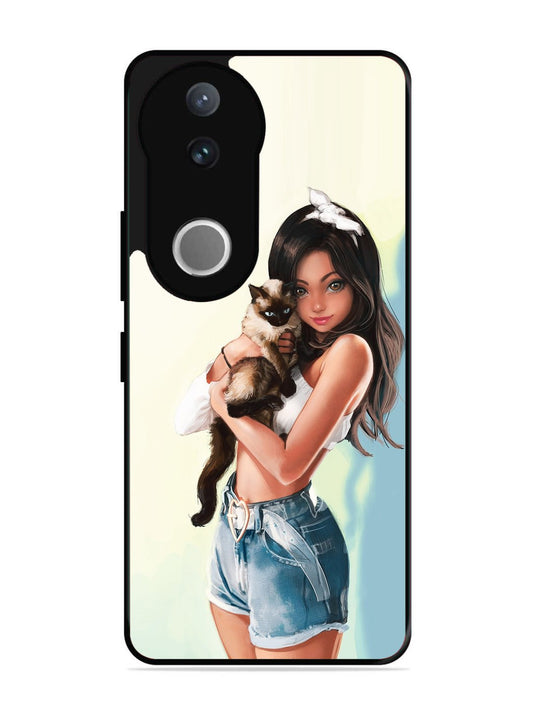 Vivo V50 Cute Girl with Cat