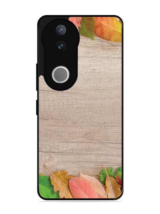 Vivo V50 Autumn Leafs On Wooden Table