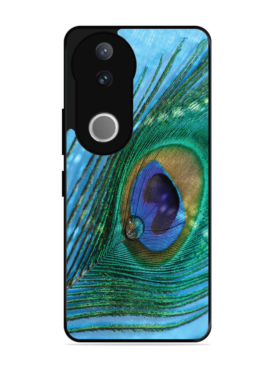 Vivo V50 A drop on Peacock Feather