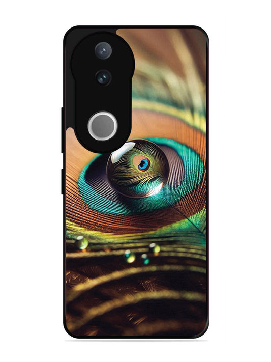 Vivo V50 Water Drop On Peacock Feather