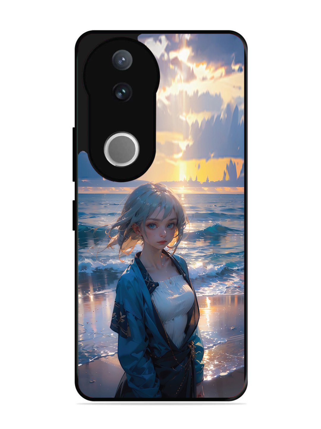 Vivo V50 Anime Girl Beach Ocean Waves