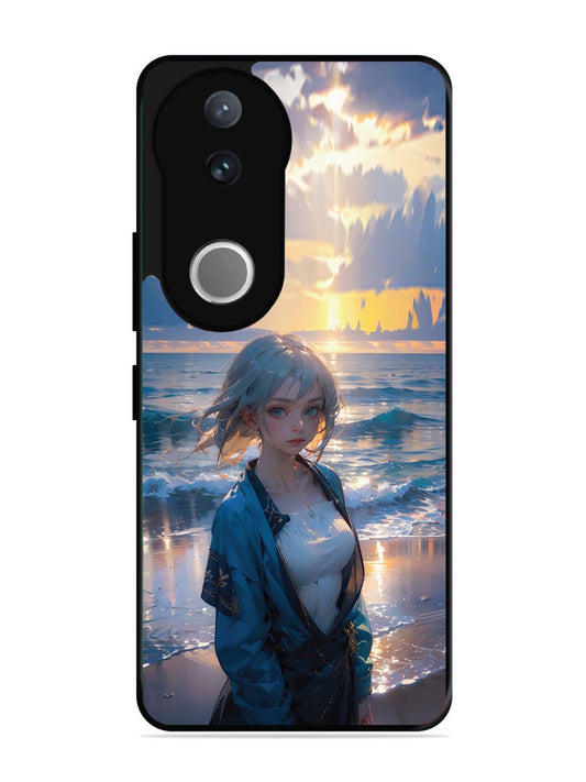 Vivo V50 Anime Girl Beach Ocean Waves