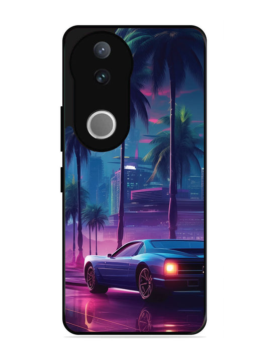 Vivo V50 sunset-sports-car-city-palm-trees