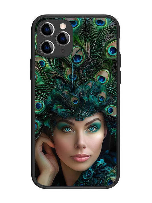 iPhone 11 Pro Girl with peacock feather Crown