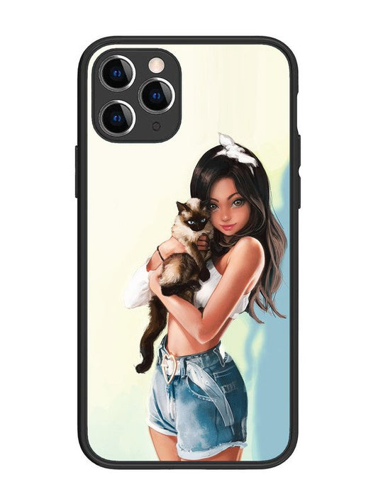 iPhone 11 Pro Cute Girl with Cat
